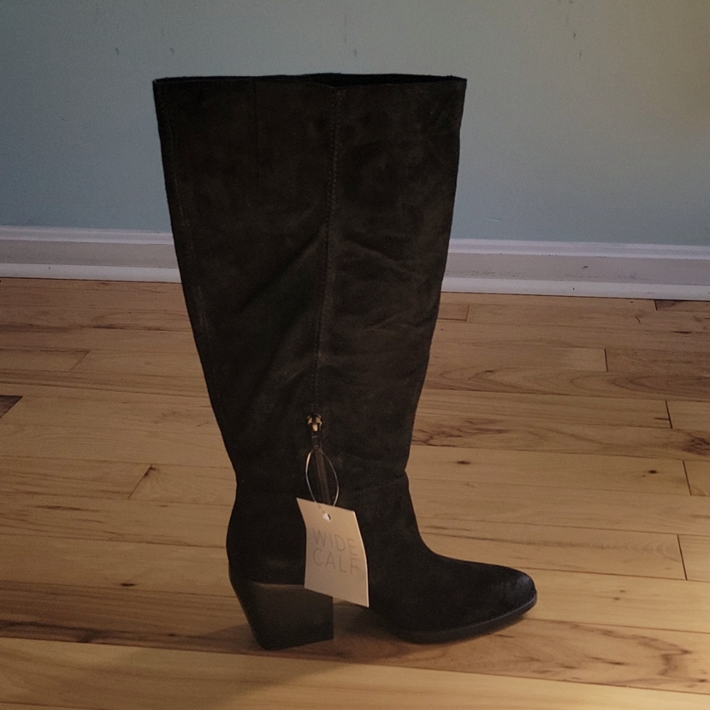 Naturalizer Fae Wide Calf Suede Black Tall Boots